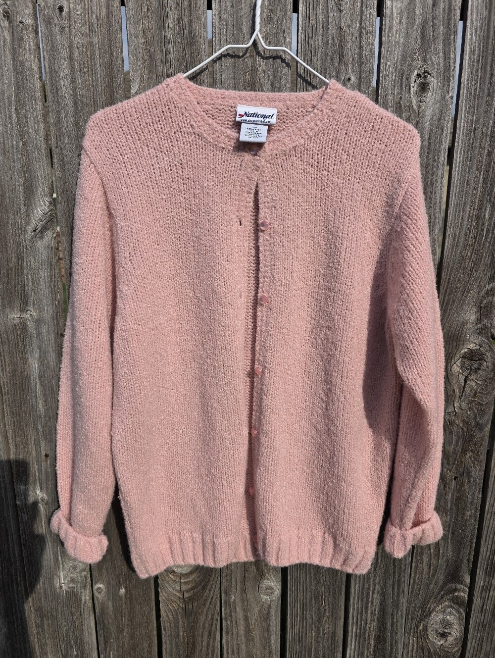 Vintage National Pink Knit Button-Up Sweater Size Medium